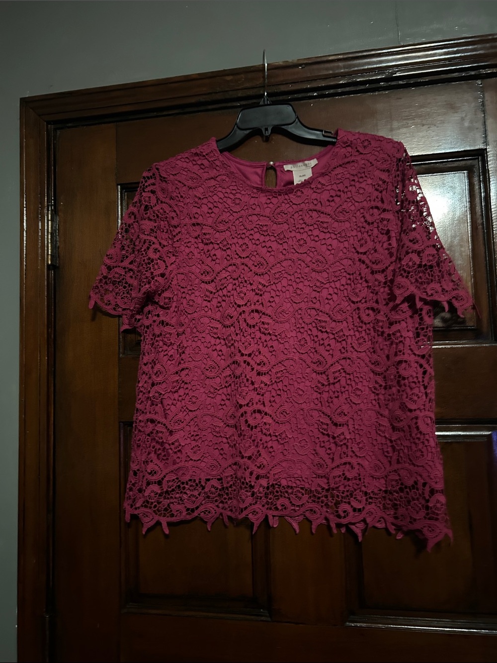 Philosophy Magenta Lace Short-Sleeve Blouse